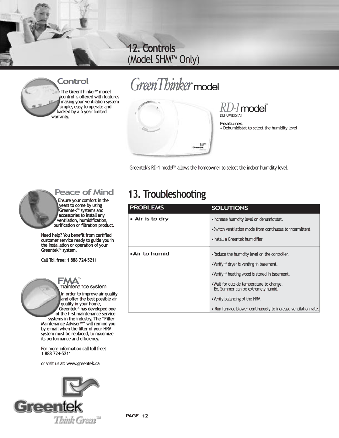 Imperial SHMTM manual Troubleshooting, Control, Maintenance system 