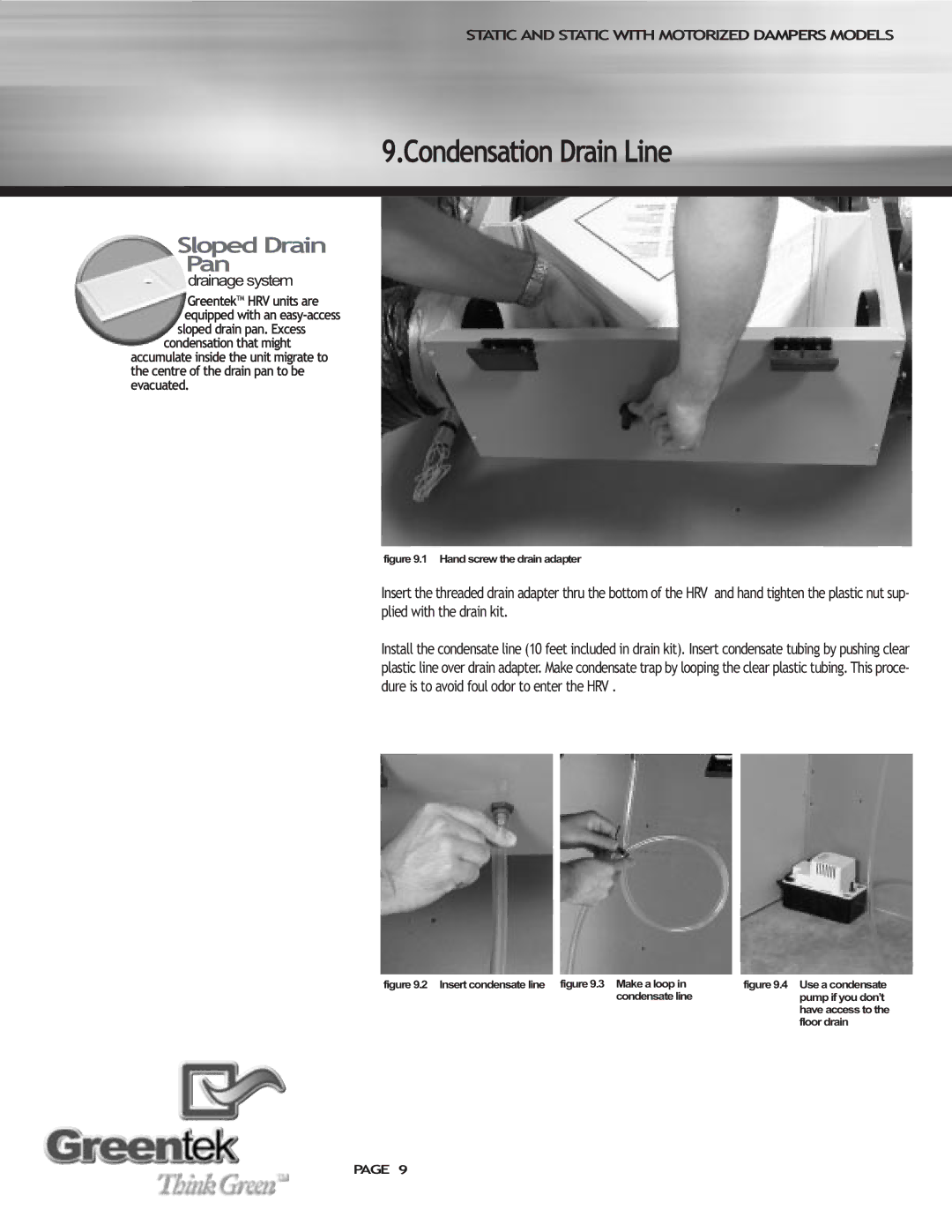 Imperial SHMTM manual Condensation Drain Line, Sloped Drain Pan, Drainage system 