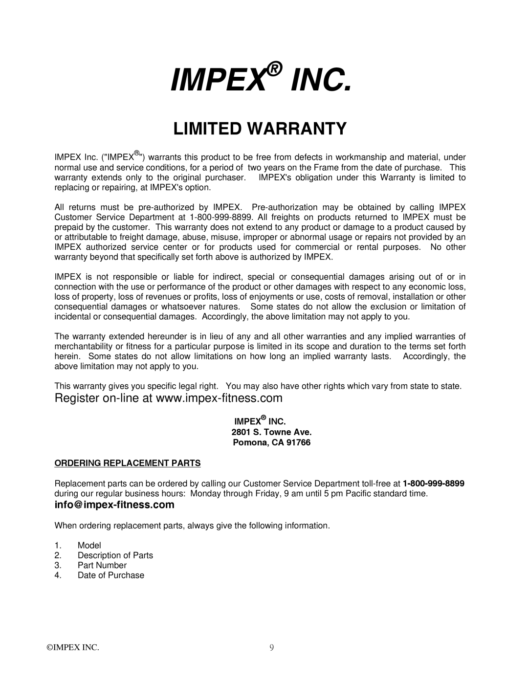 Impex ADI-416 manual Impex INC 