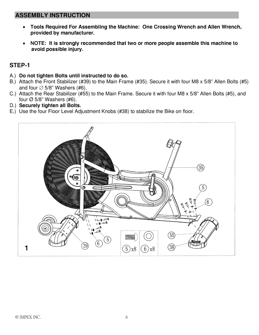 Impex AIR-1 manual Assembly Instruction 