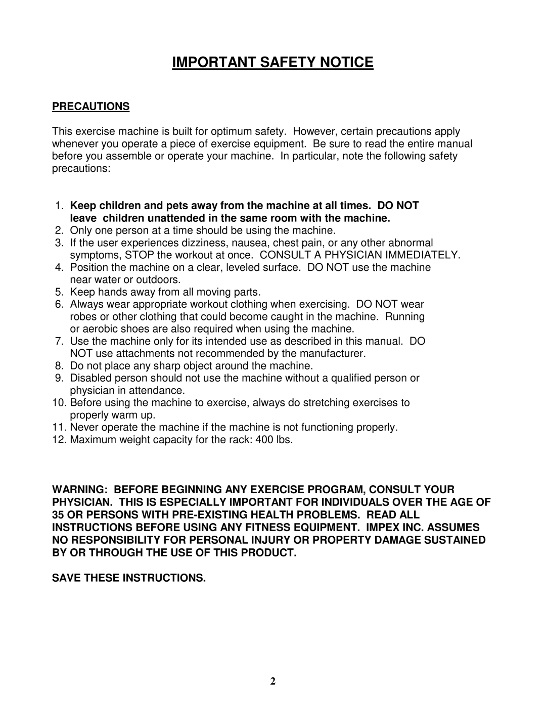 Impex DBR 234 manual Important Safety Notice, Precautions 