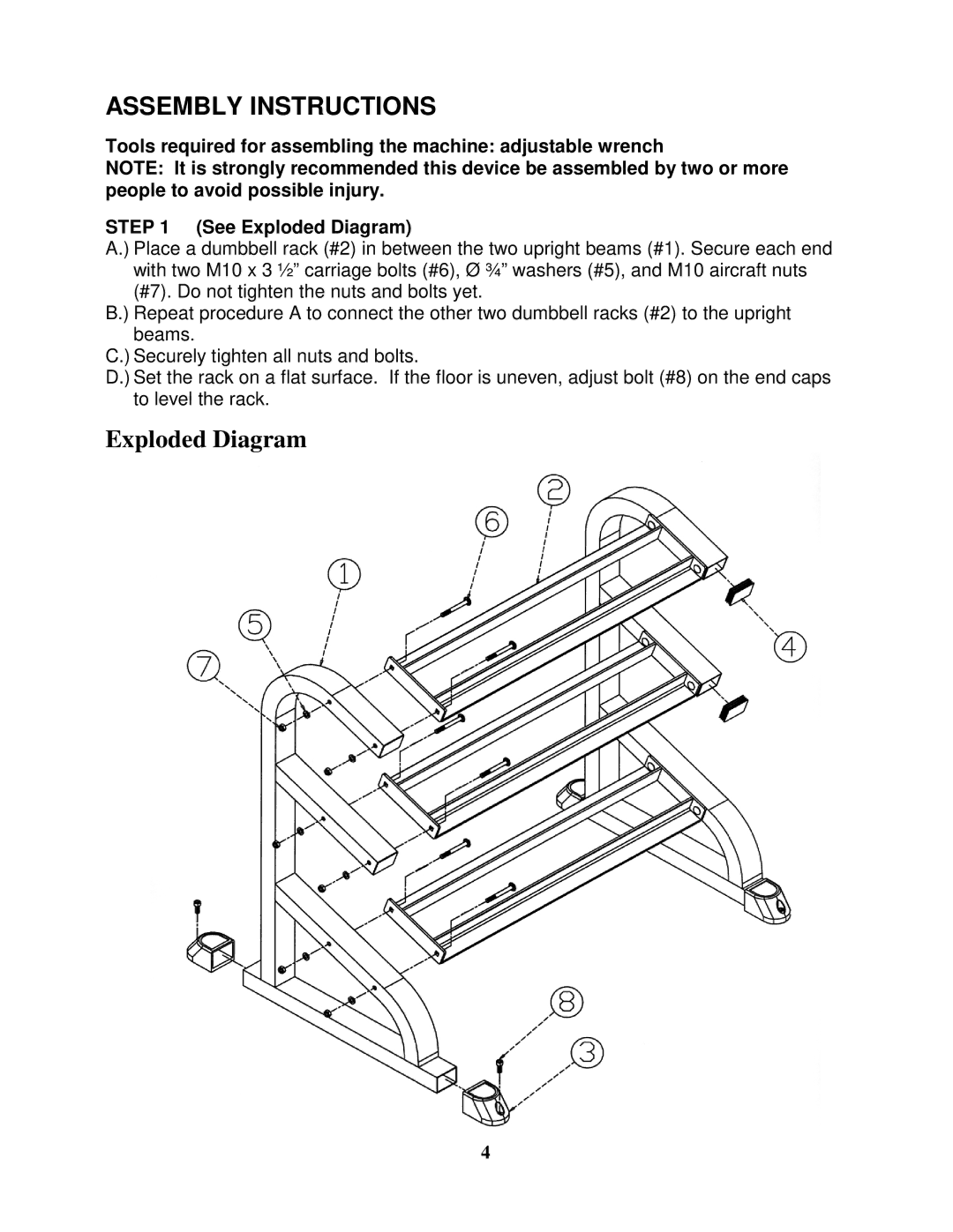 Impex DBR 400 manual Assembly Instructions 