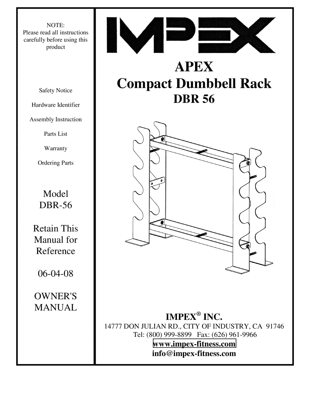 Impex DBR-56 manual Apex 