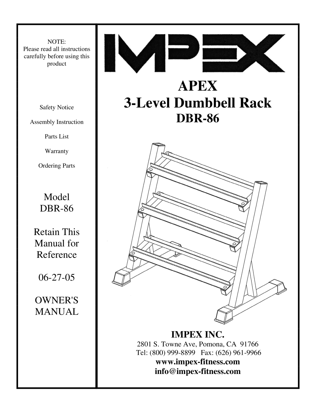 Impex DBR-86 manual Apex 