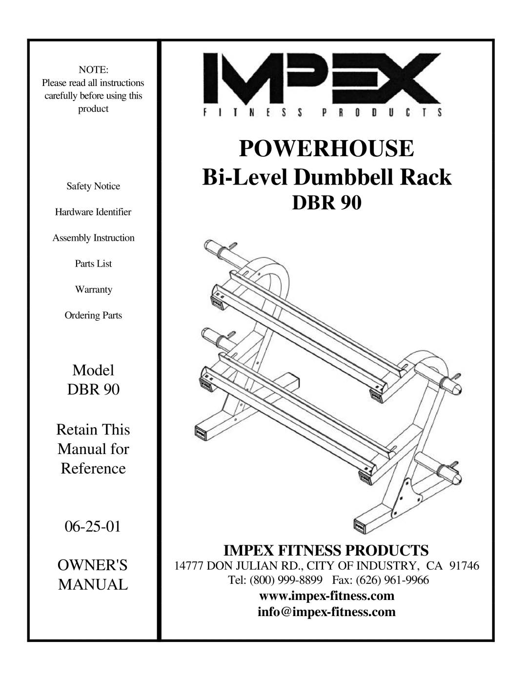 Impex DBR 90 manual Powerhouse 