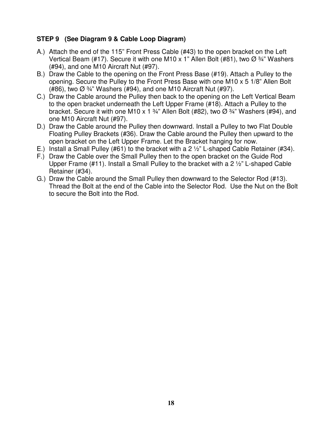 Impex EVE-1500 manual See Diagram 9 & Cable Loop Diagram 