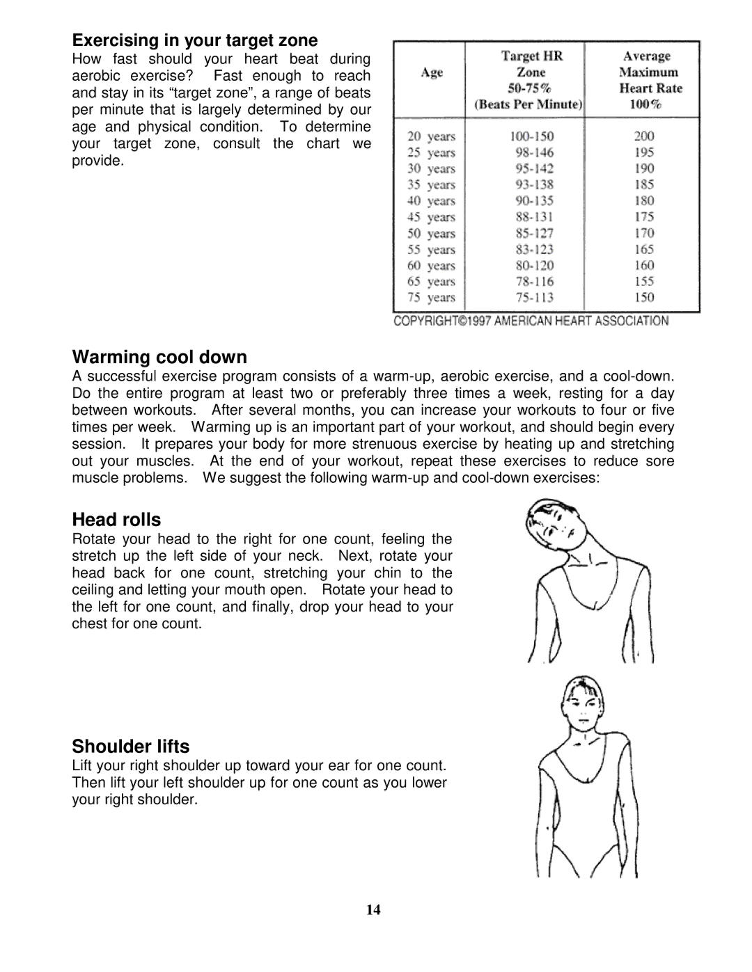 Impex GB-3006AP manual Warming cool down, Head rolls, Shoulder lifts 