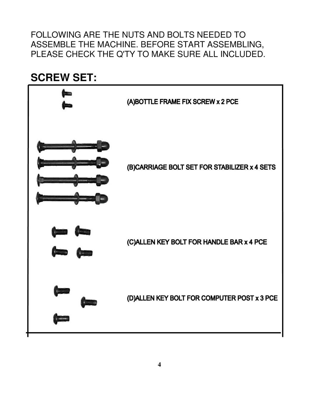 Impex GB-3006AP manual Screw SET 