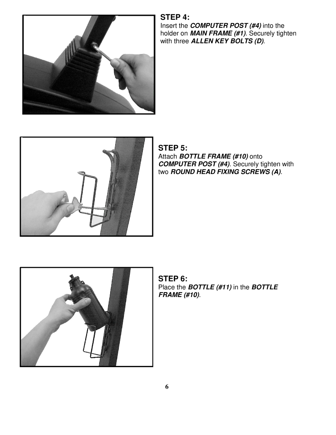 Impex GB-3006AP manual Place the Bottle #11 in the Bottle Frame #10 