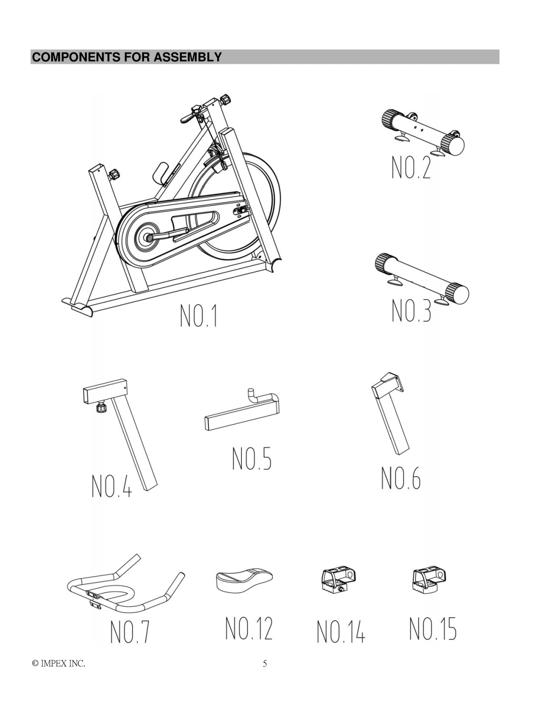 Impex H2502C manual Components for Assembly 