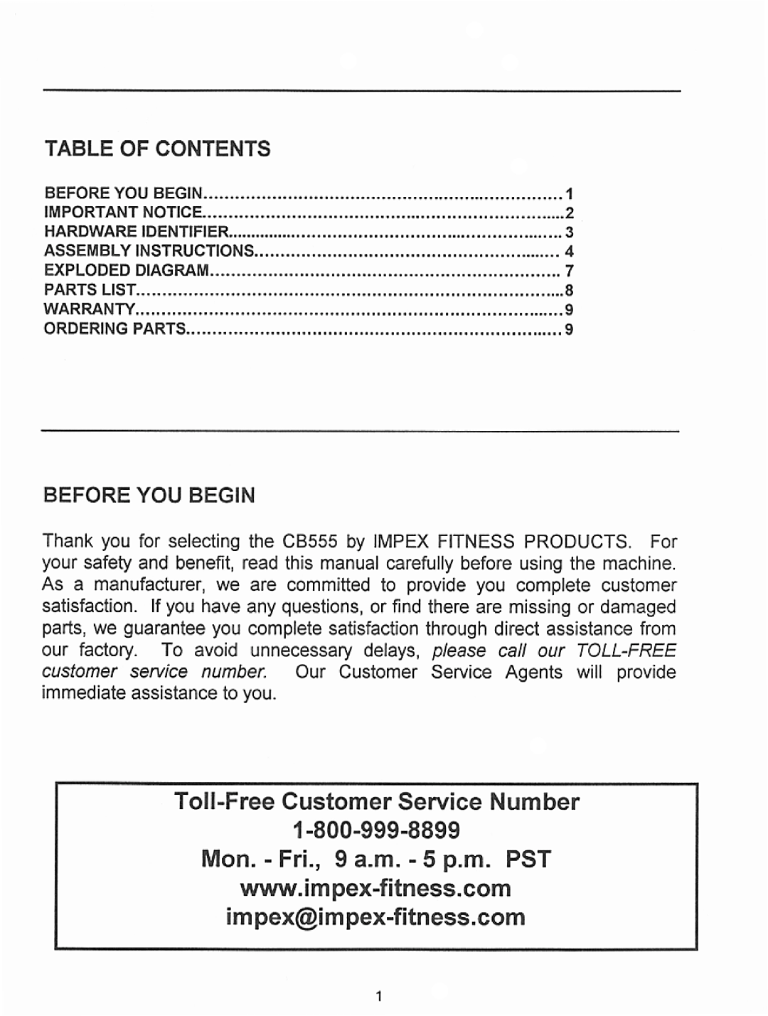 Impex 196, Home Gym, CB 555 manual 
