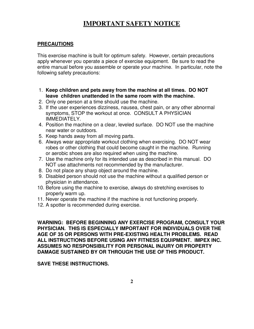 Impex IGS-02 manual Important Safety Notice 