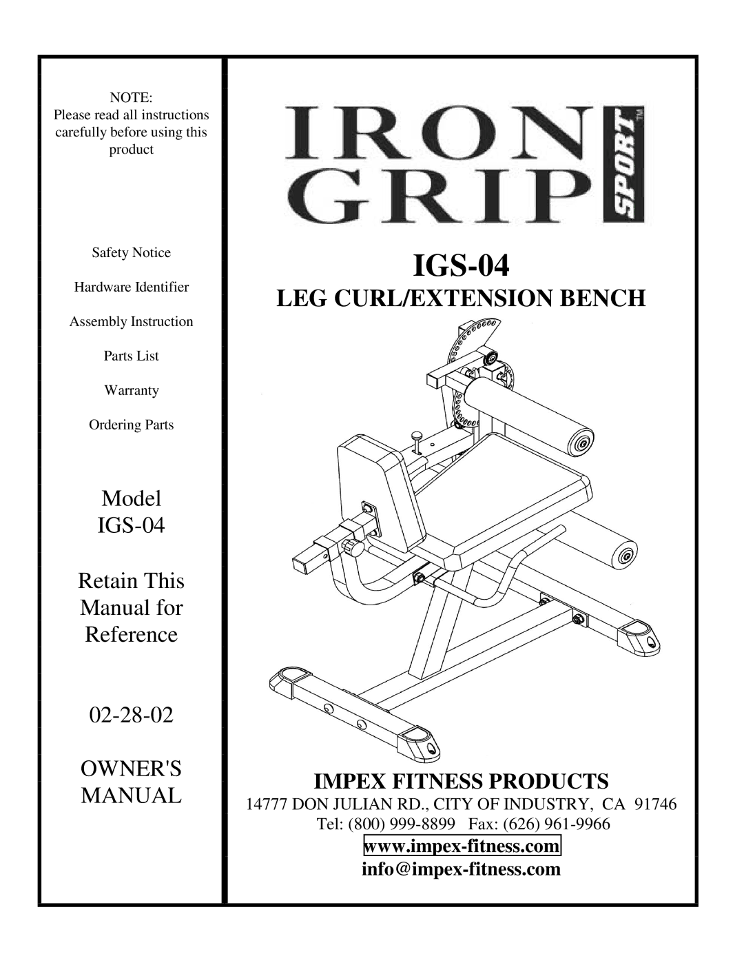 Impex IGS-04 manual 