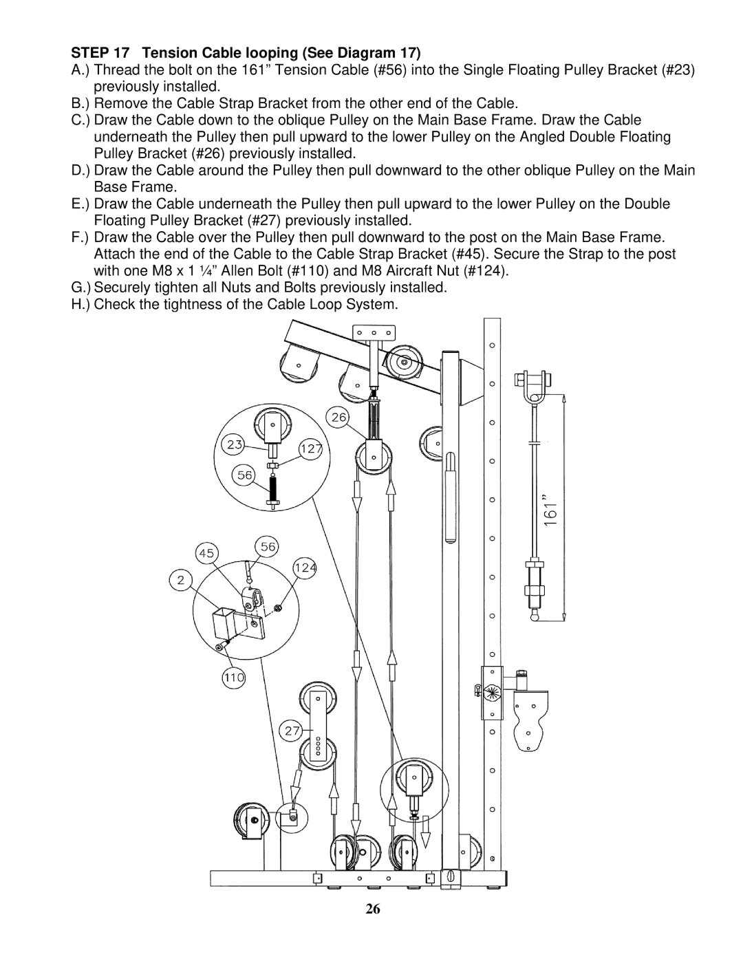 Impex IGS 16 manual Tension Cable looping See Diagram 