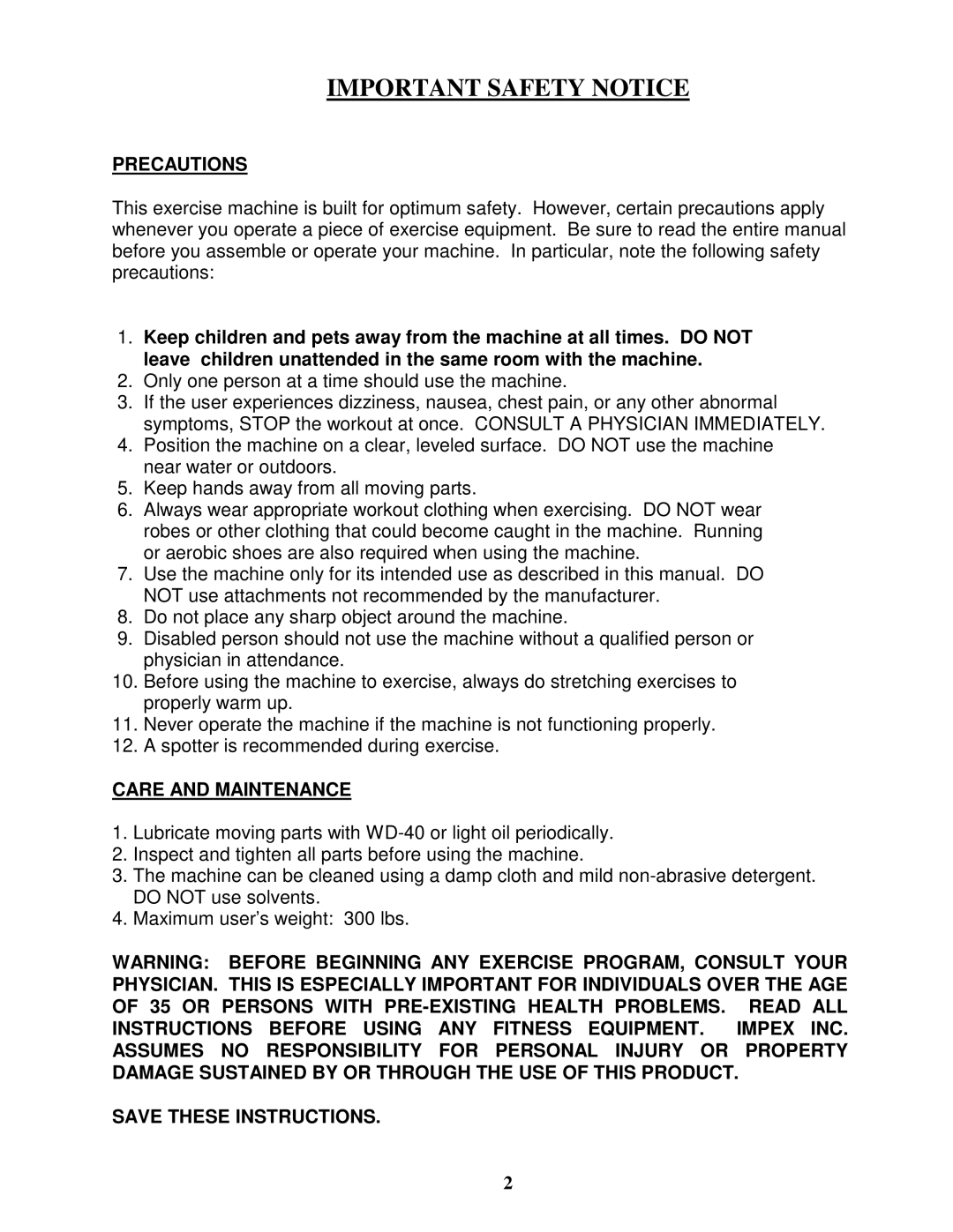 Impex IGS-4350 manual Important Safety Notice 