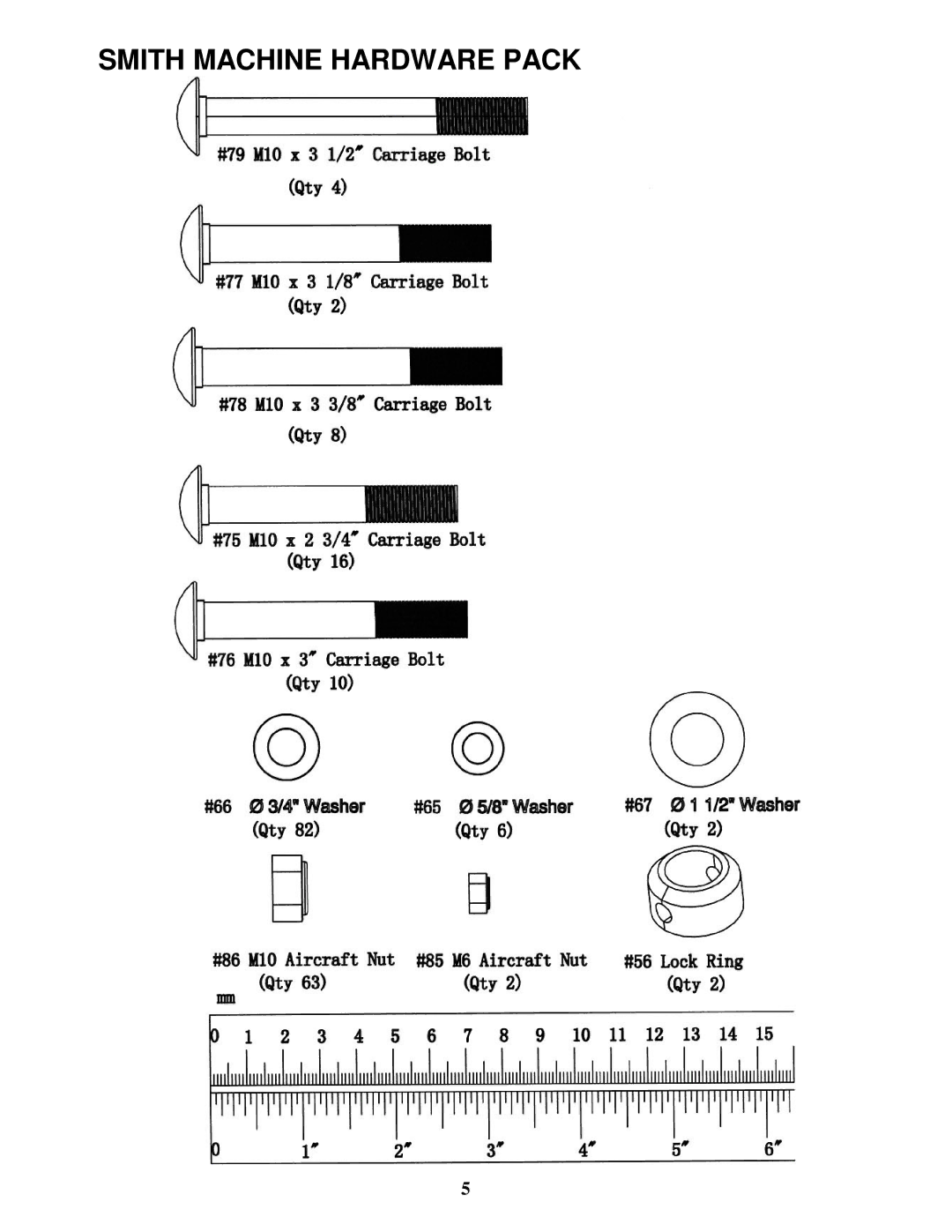 Impex IGS-4350 manual Smith Machine Hardware Pack 