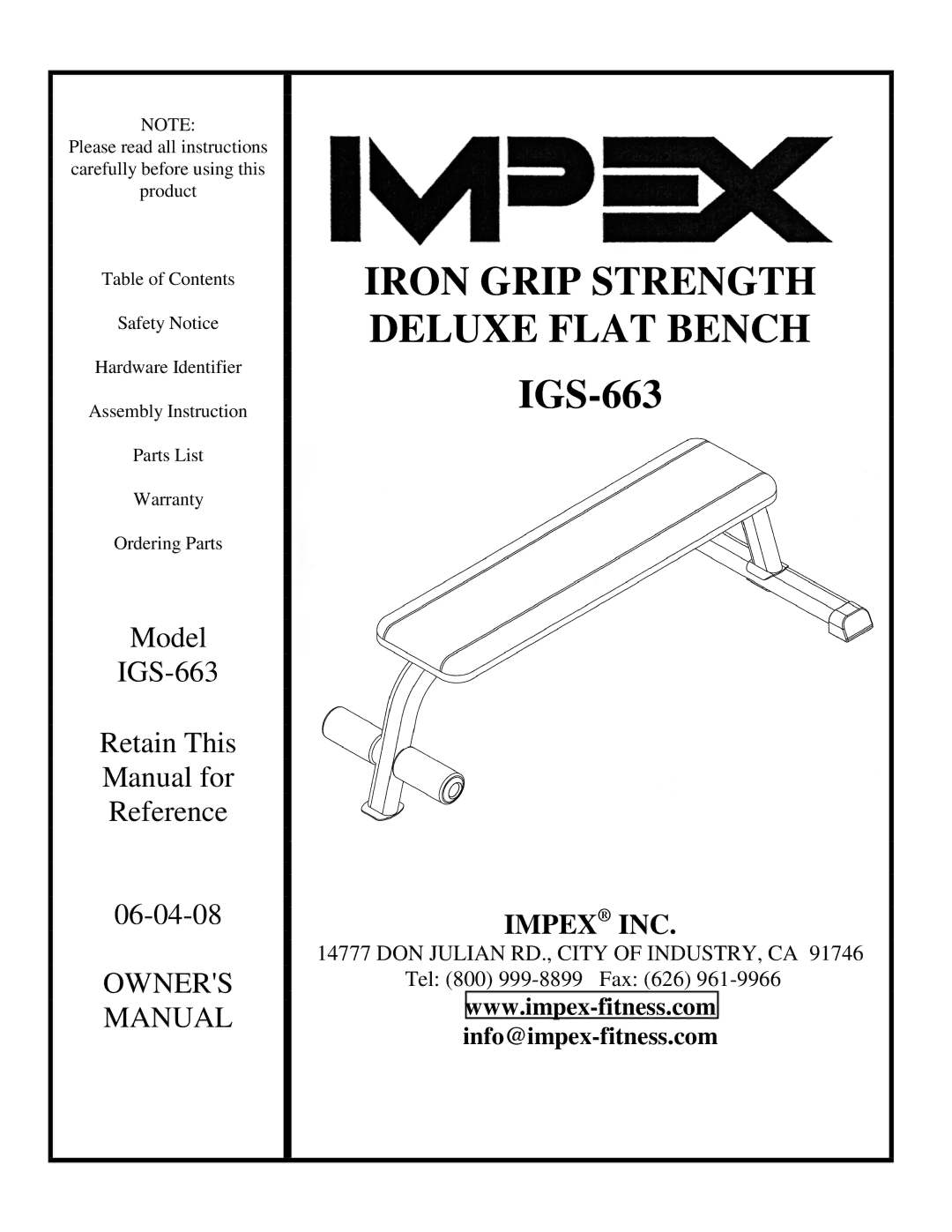 Impex IGS-663 manual Iron Grip Strength 