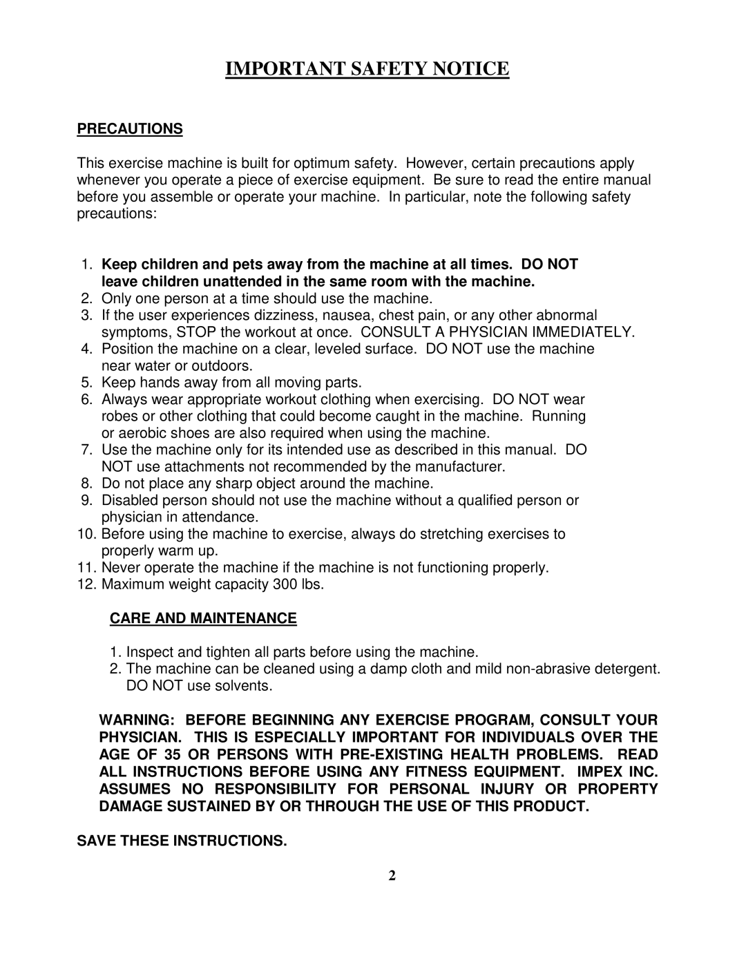 Impex IGS-663 manual Important Safety Notice, Precautions, Care and Maintenance 