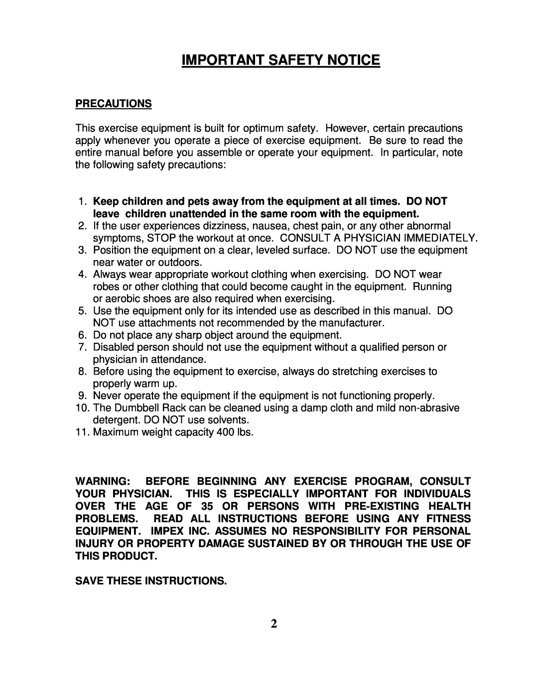 Impex IVK-402 manual Important Safety Notice, Precautions, Save These Instructions 