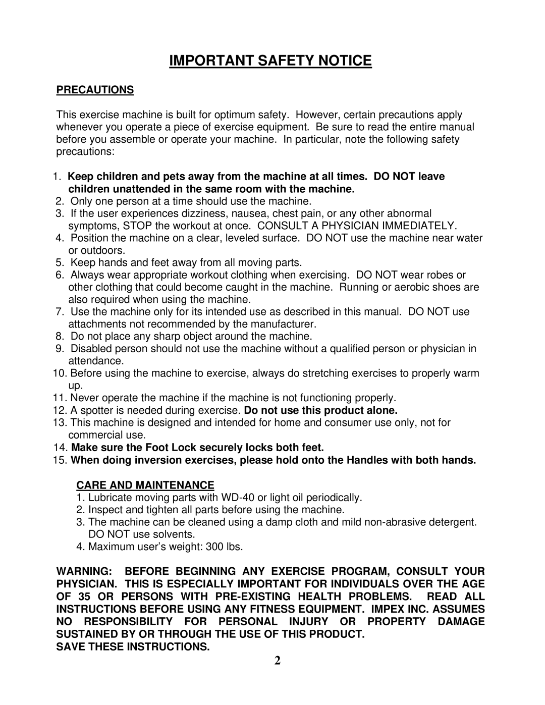 Impex IVT-451 manual Important Safety Notice, Precautions 