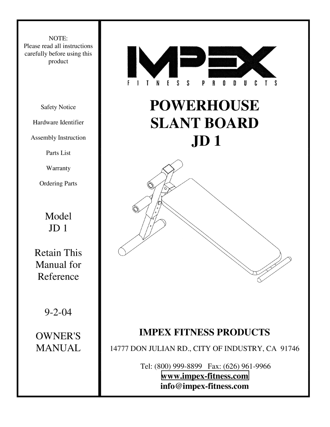 Impex JD 1 manual Powerhouse 