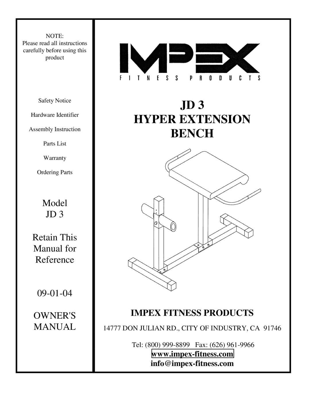 Impex JD 3 manual Hyper Extension 