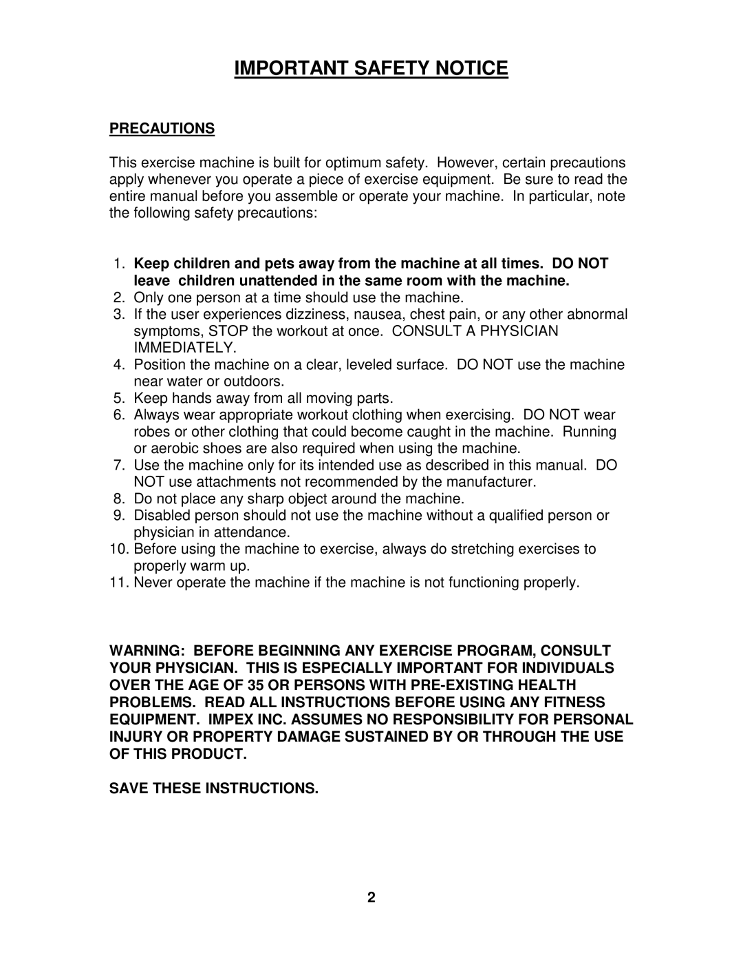 Impex JD 3 manual Important Safety Notice, Precautions 