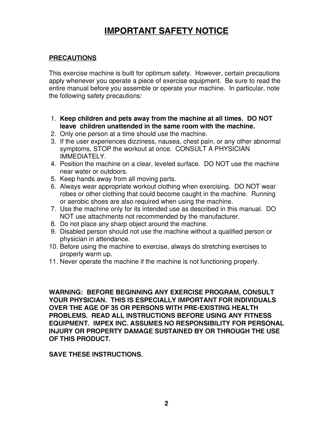 Impex JD-3.1 manual Important Safety Notice, Precautions 