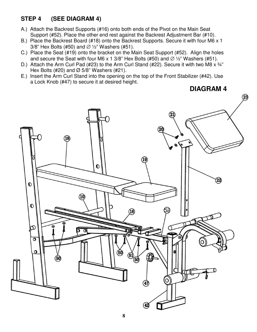 Impex MCB-346 manual Hex Bolts #50 and ∅ ½ Washers #51 