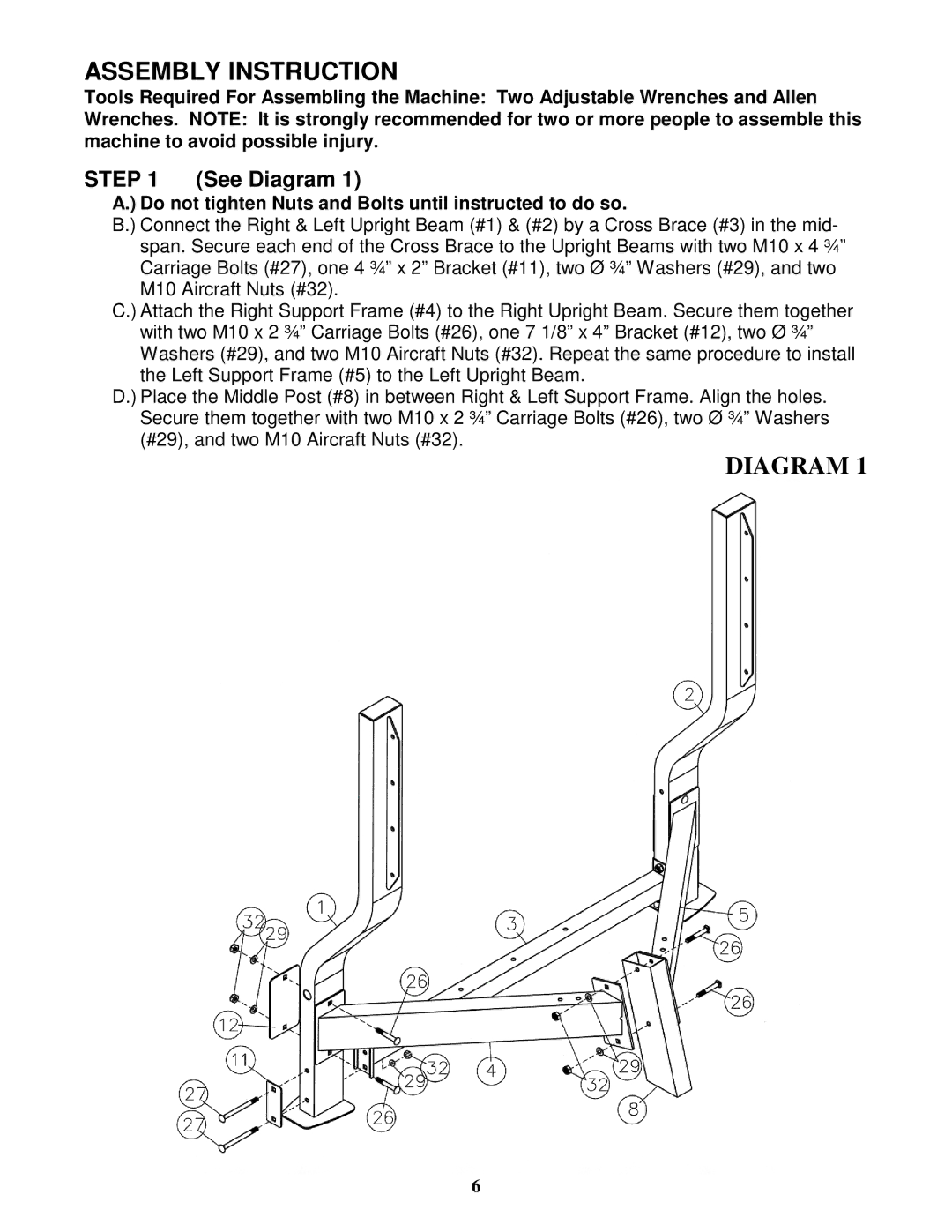 Impex MCB-999 manual Assembly Instruction, See Diagram 