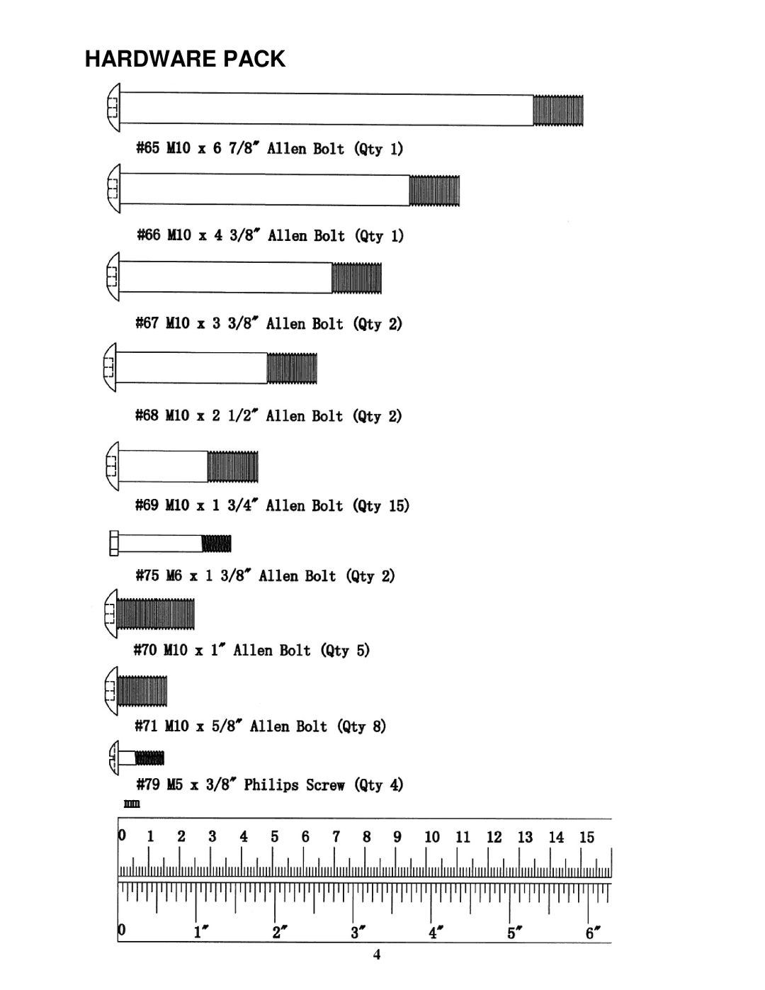 Impex MD-1559 manual Hardware Pack 