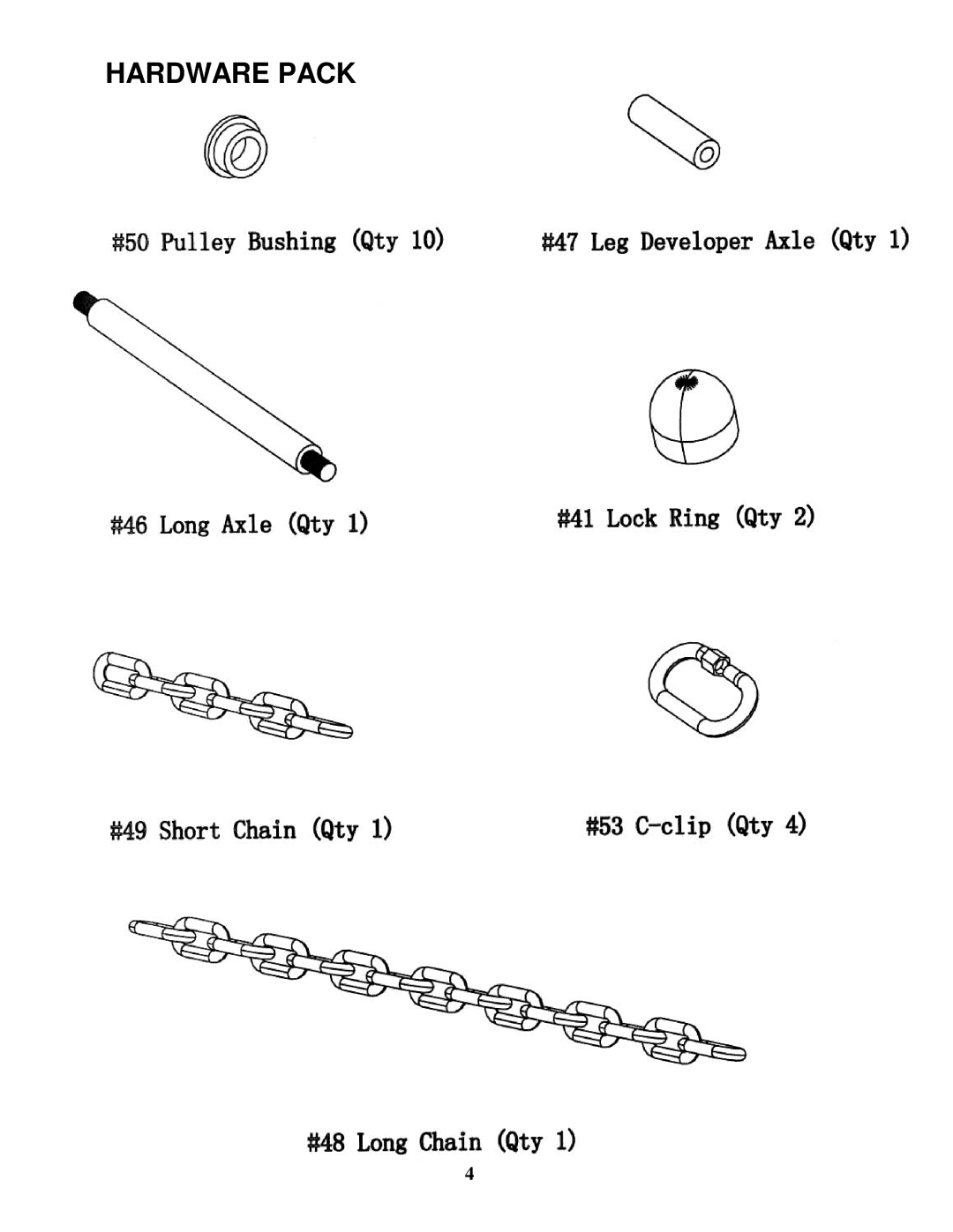 Impex MD-2109 manual Hardware Pack 