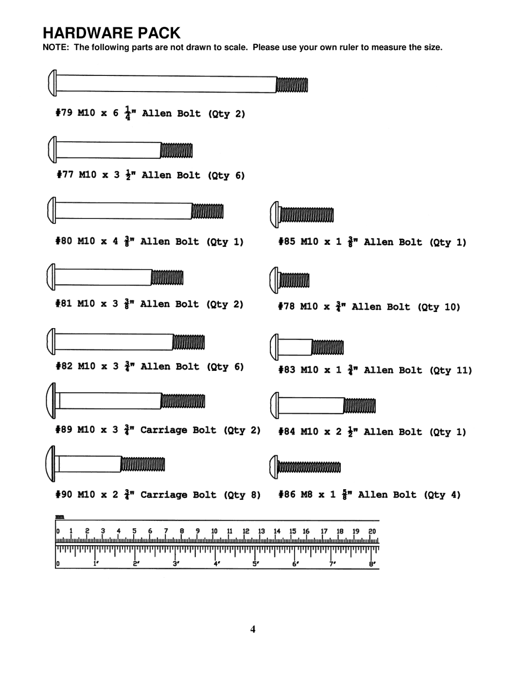 Impex MD-3400 manual Hardware Pack 