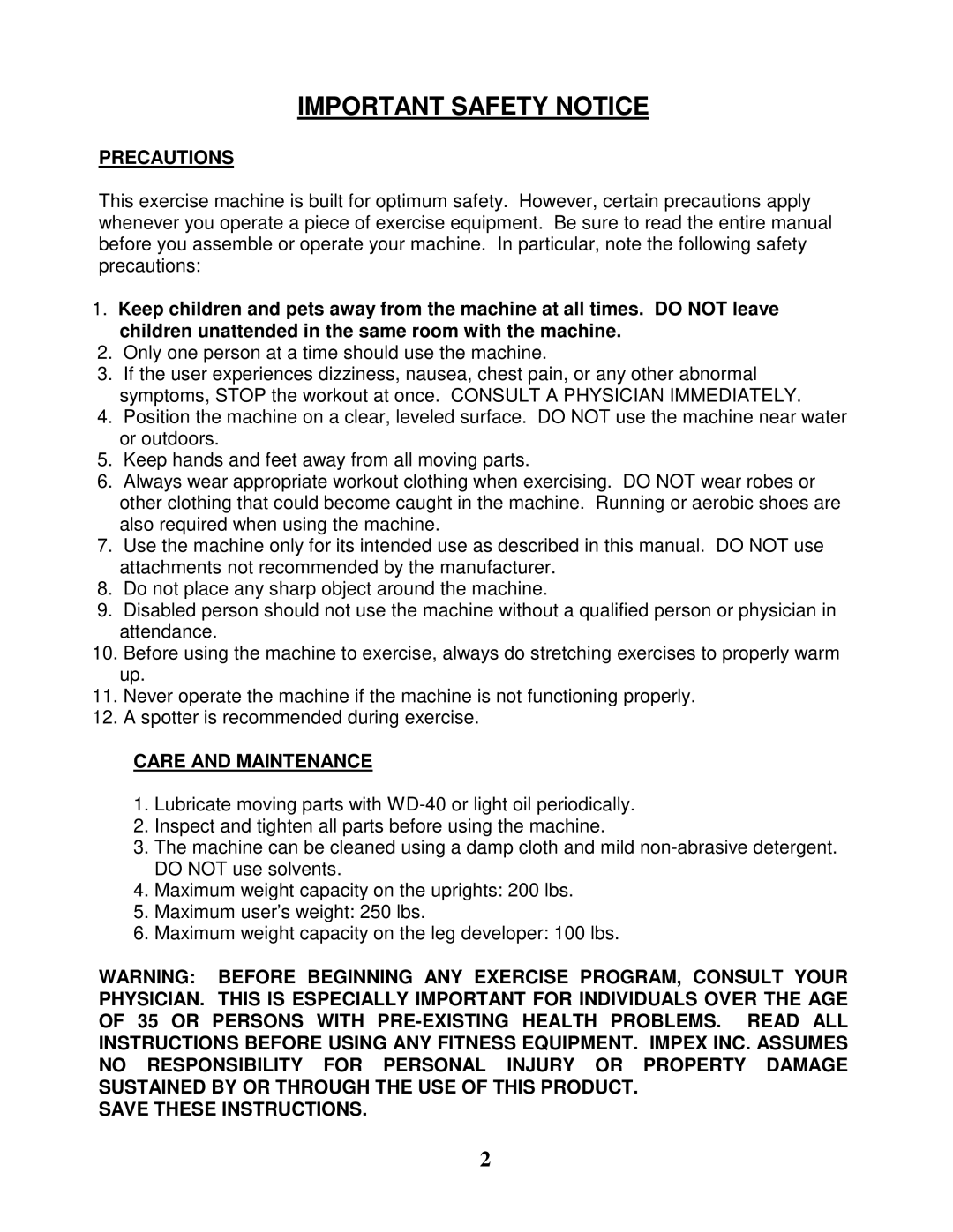 Impex MD-377 manual Important Safety Notice, Precautions 