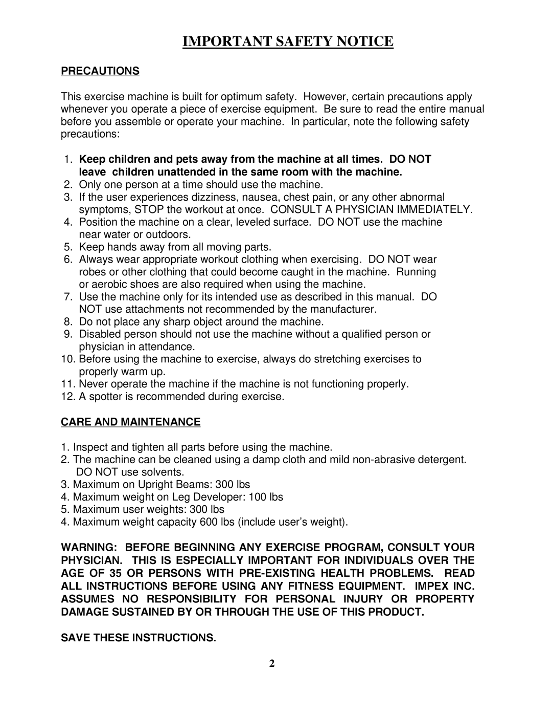 Impex MD-739 manual Important Safety Notice, Precautions 