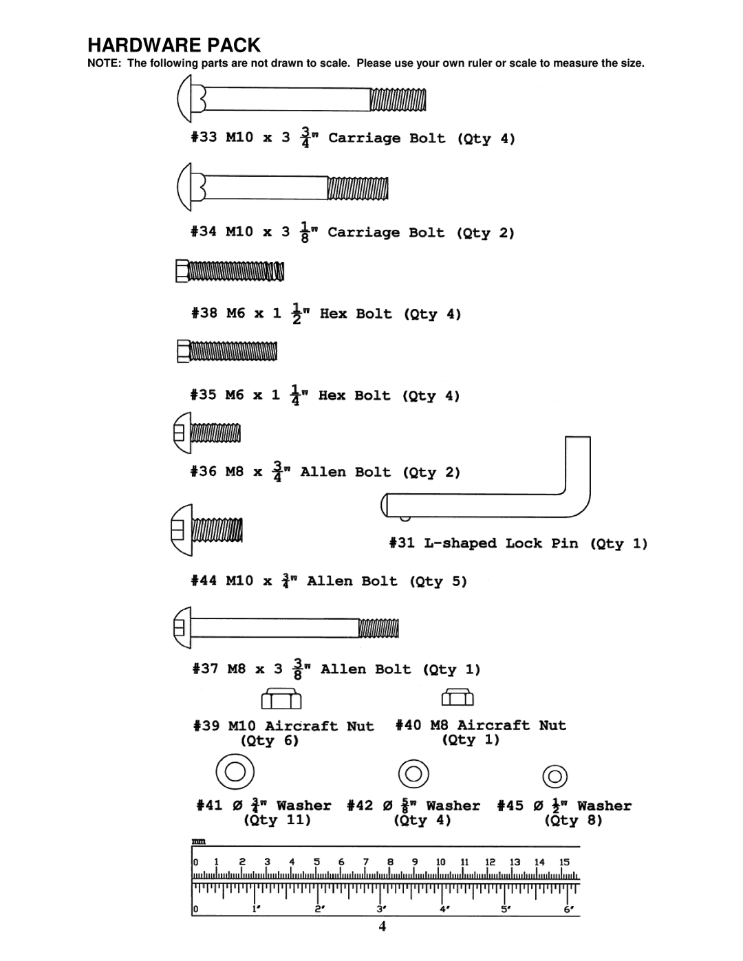 Impex MD-805 manual Hardware Pack 