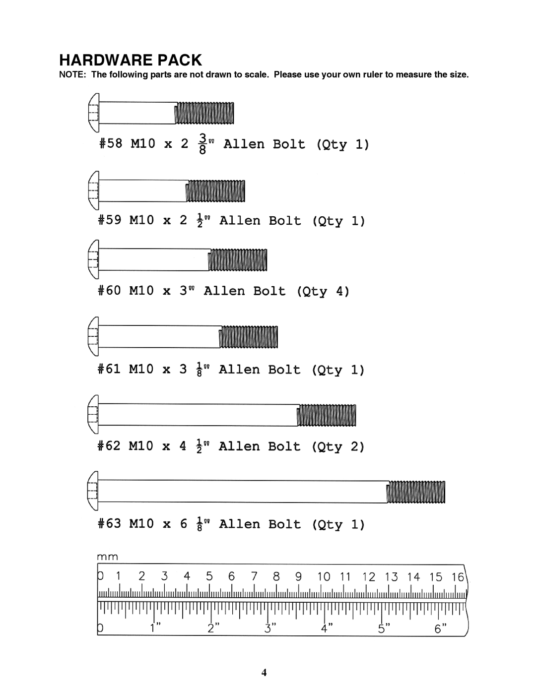 Impex MD-823 manual Hardware Pack 