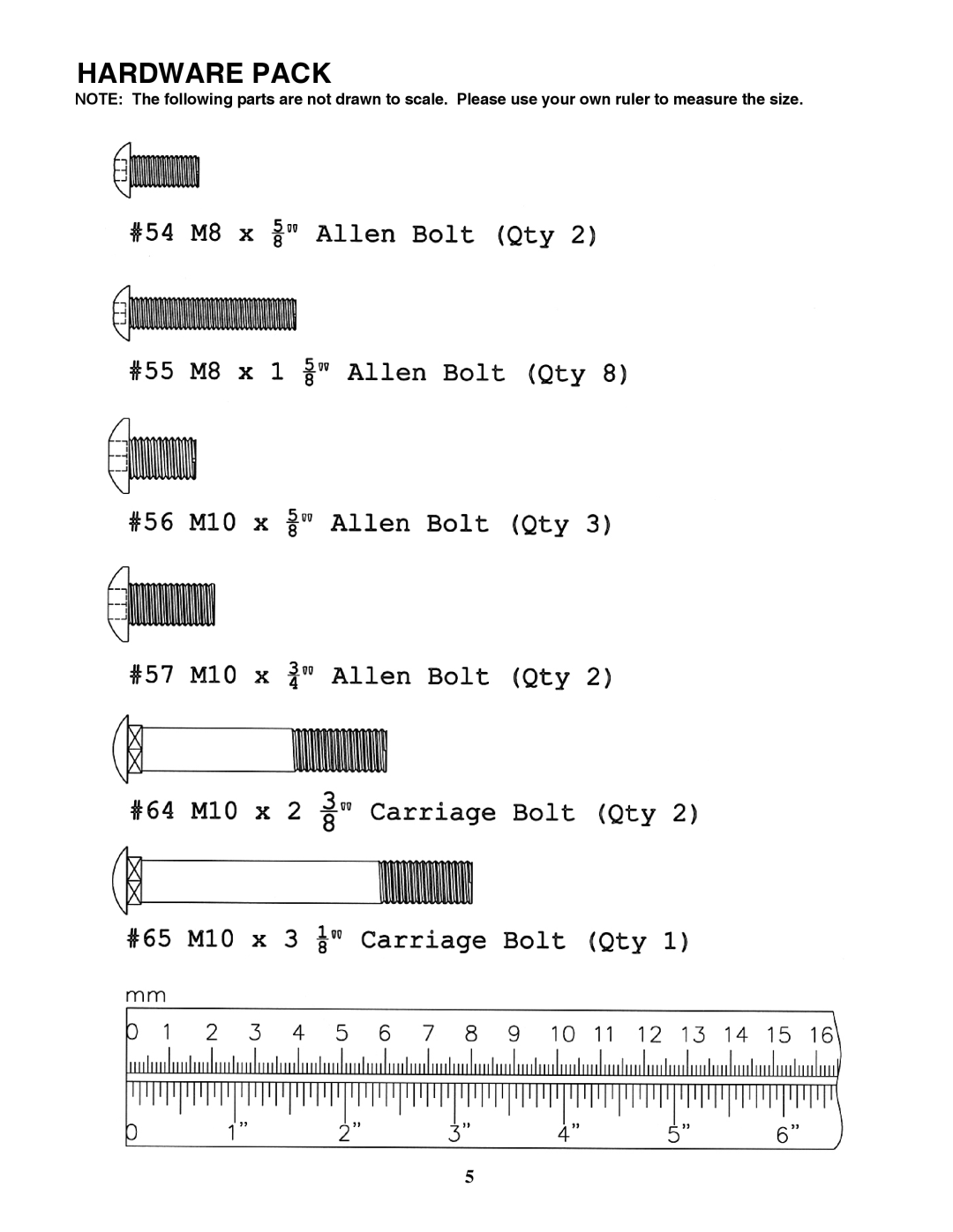 Impex MD-823 manual Hardware Pack 