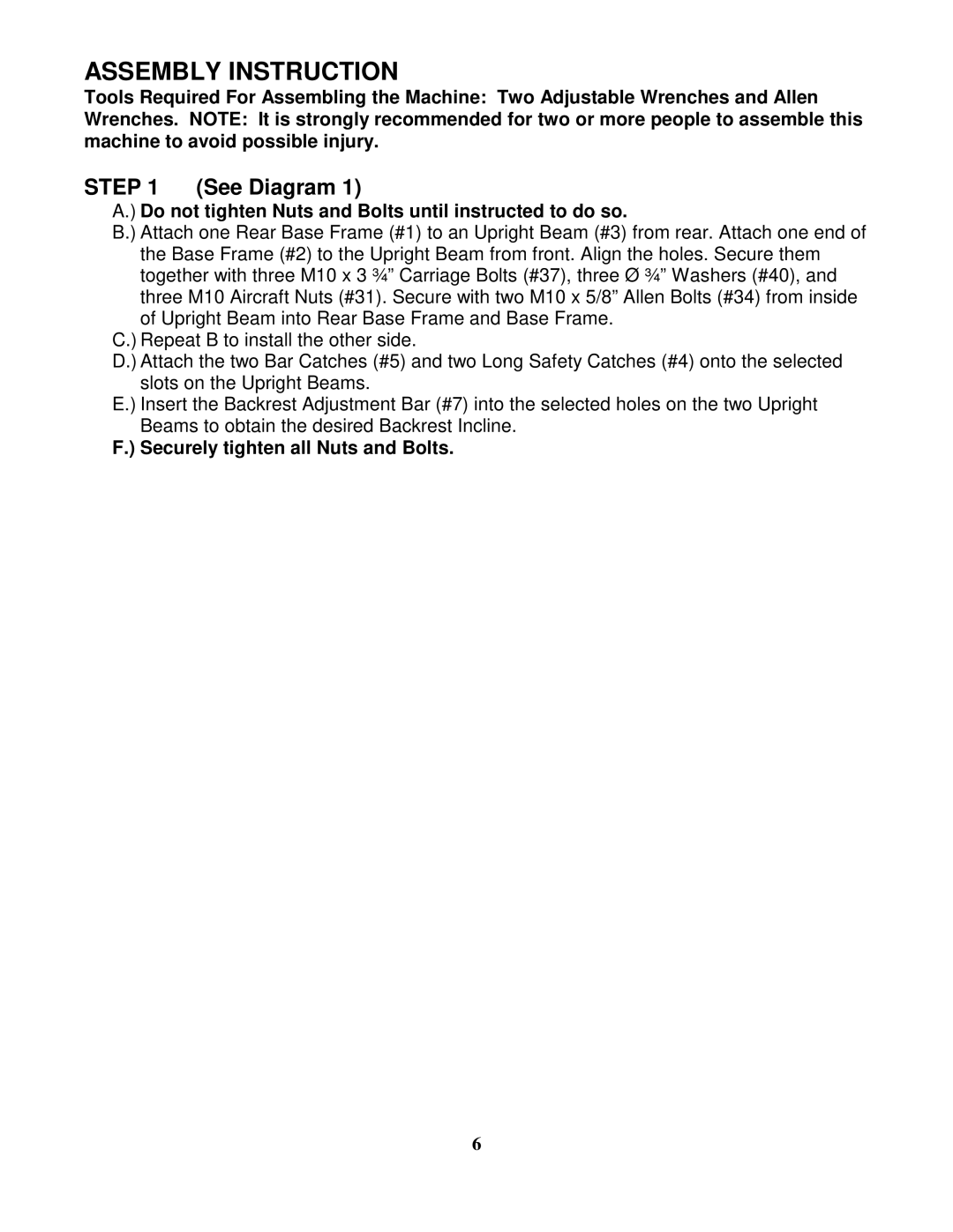 Impex MD-843 manual Assembly Instruction, See Diagram 