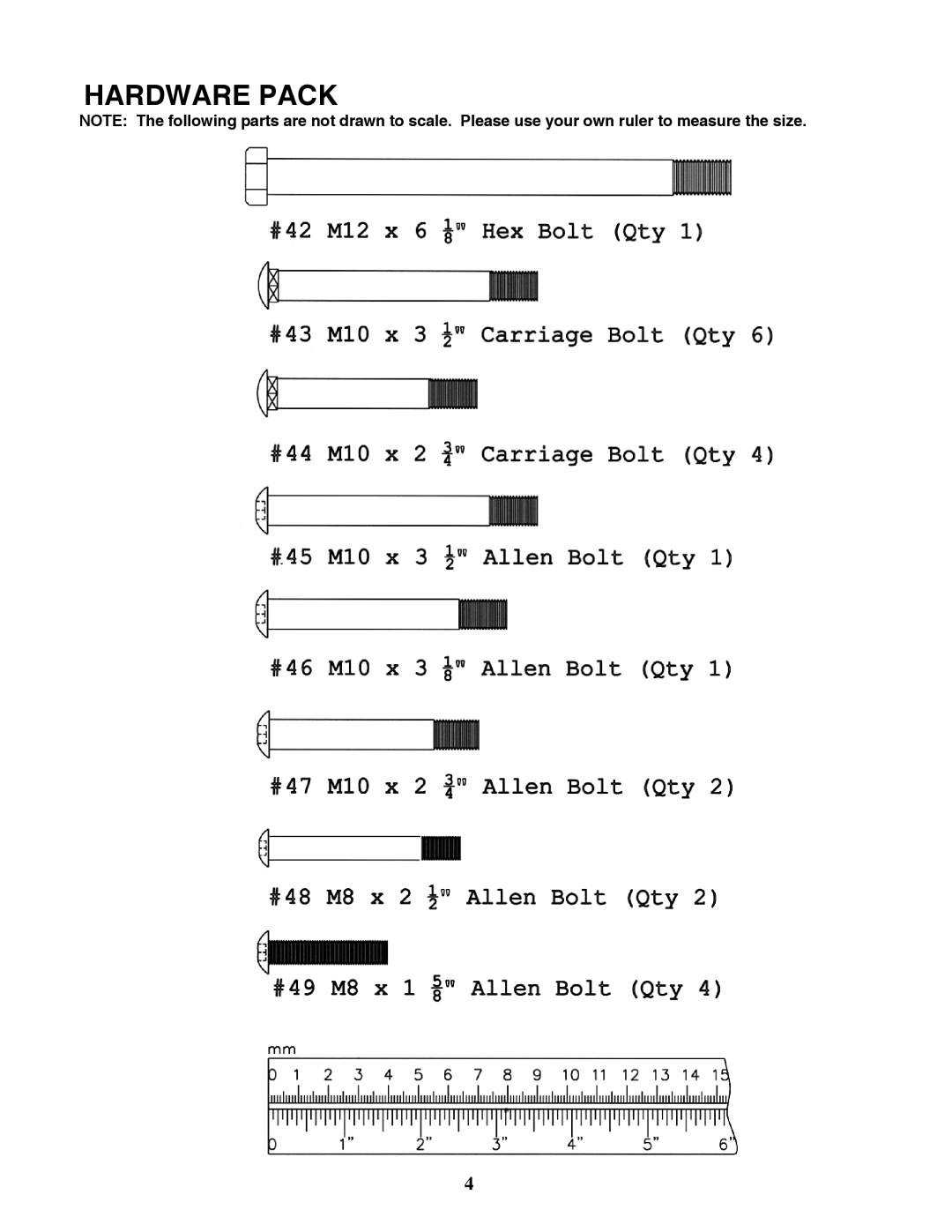 Impex MD-844 manual Hardware Pack 