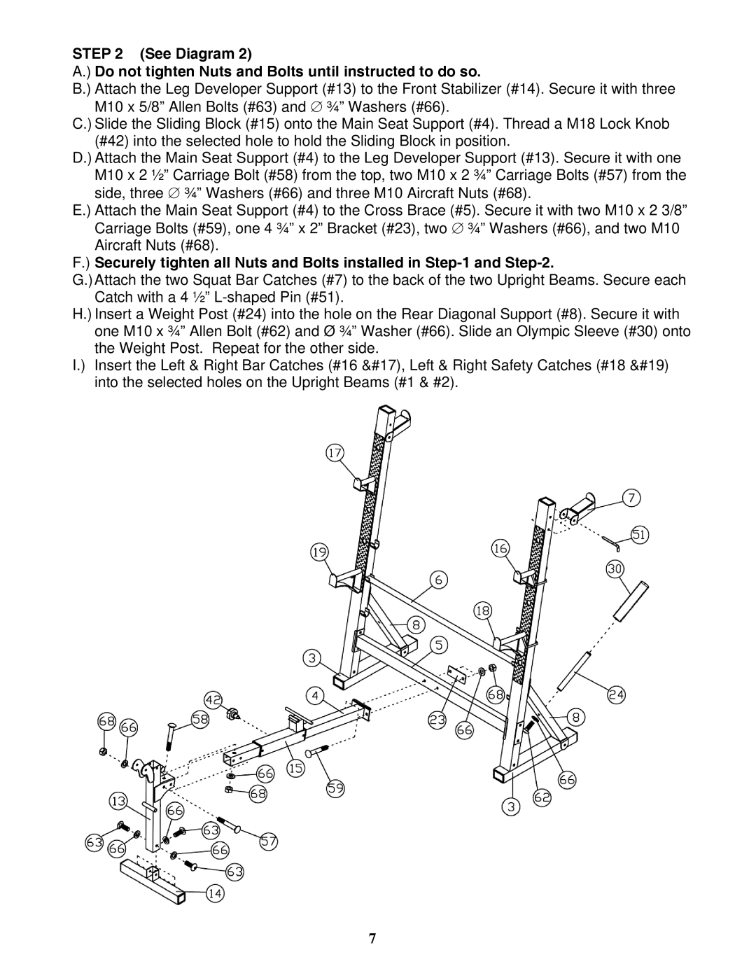 Impex MD-857 manual Securely tighten all Nuts and Bolts installed 