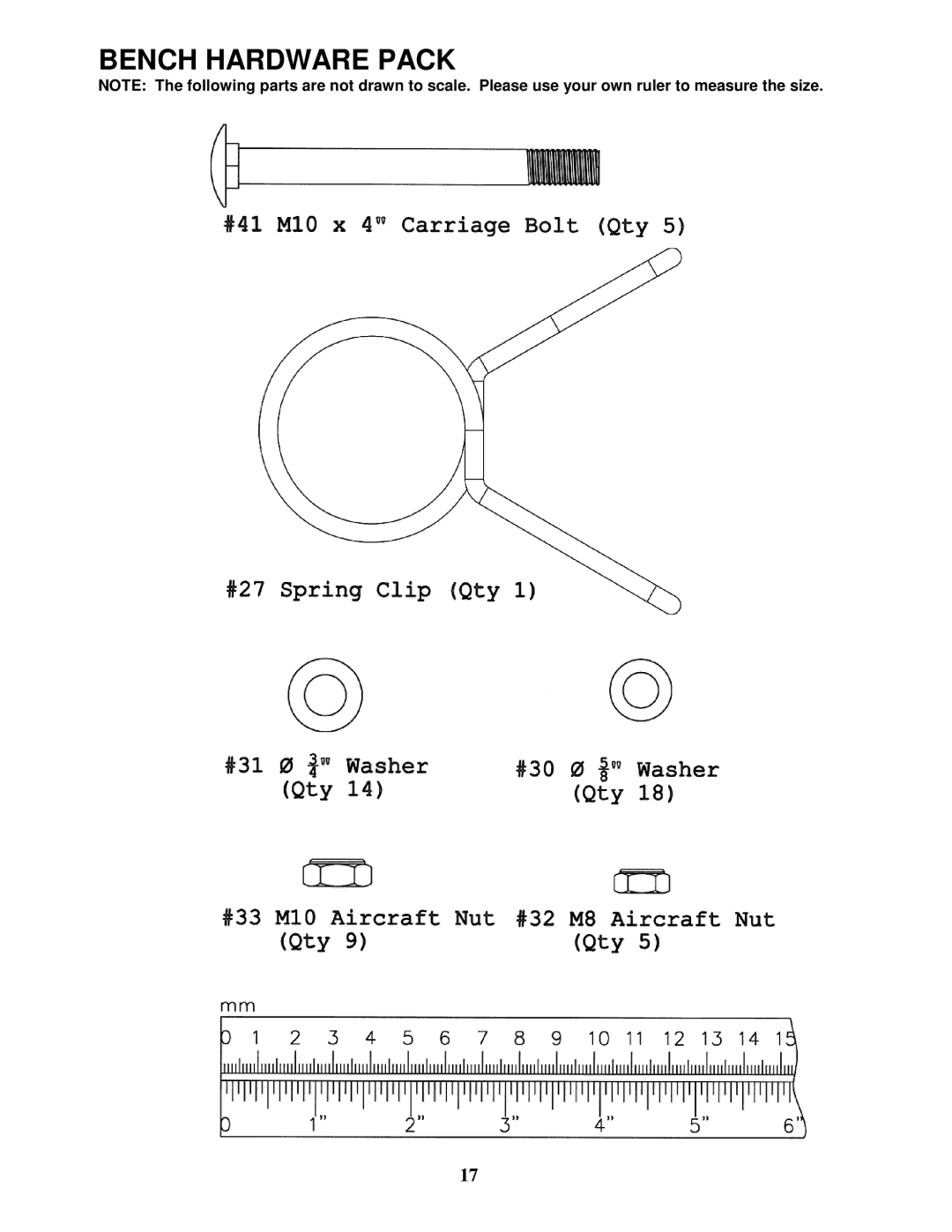 Impex MD-8850 manual Bench Hardware Pack 