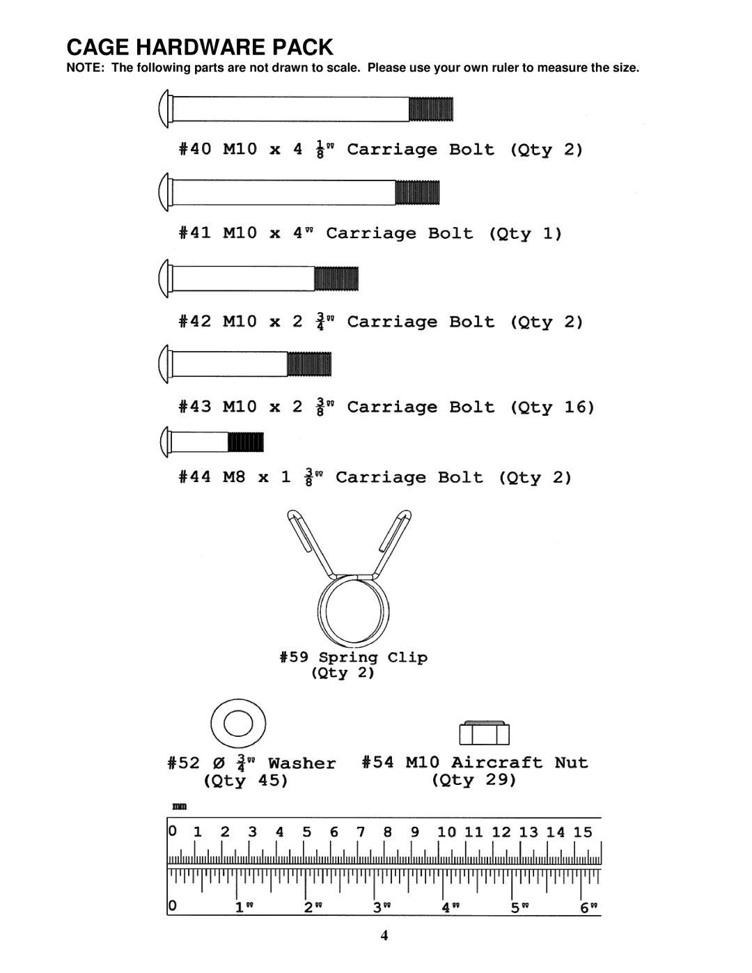 Impex MD-8850 manual Cage Hardware Pack 