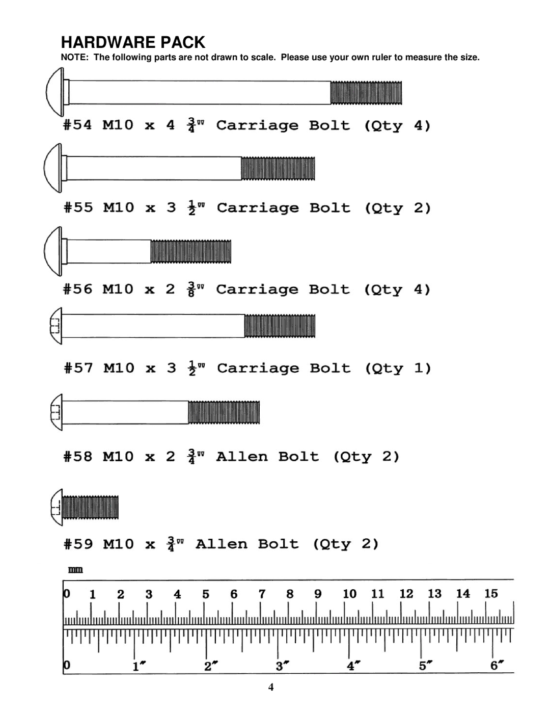 Impex MD-8861 manual Hardware Pack 