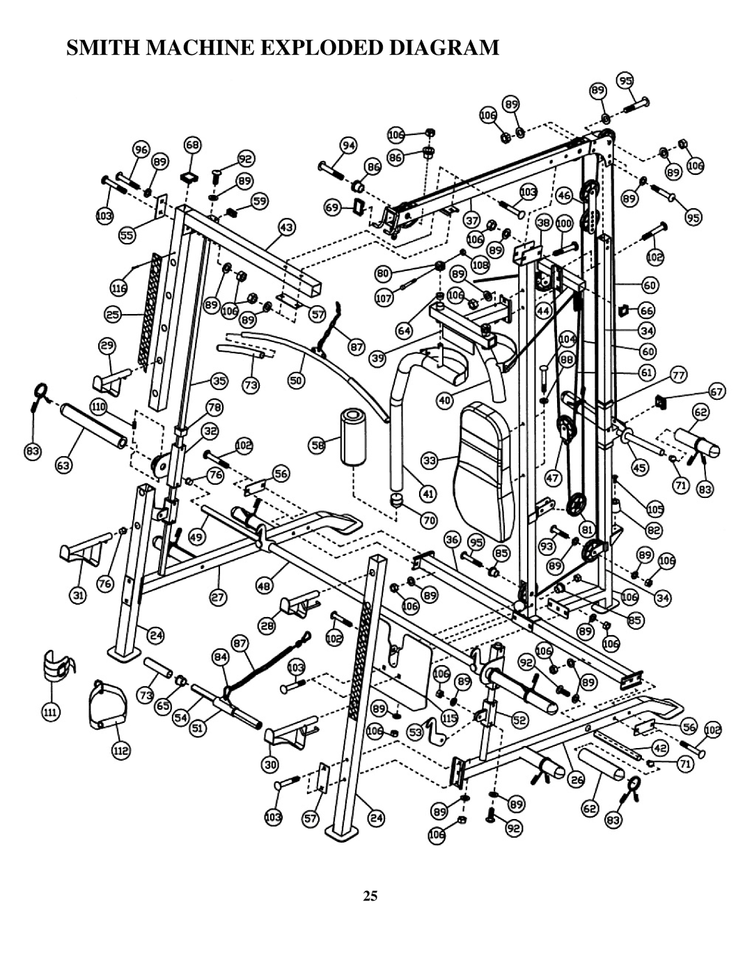 Impex MD-MXM6 manual Smith Machine Exploded Diagram 