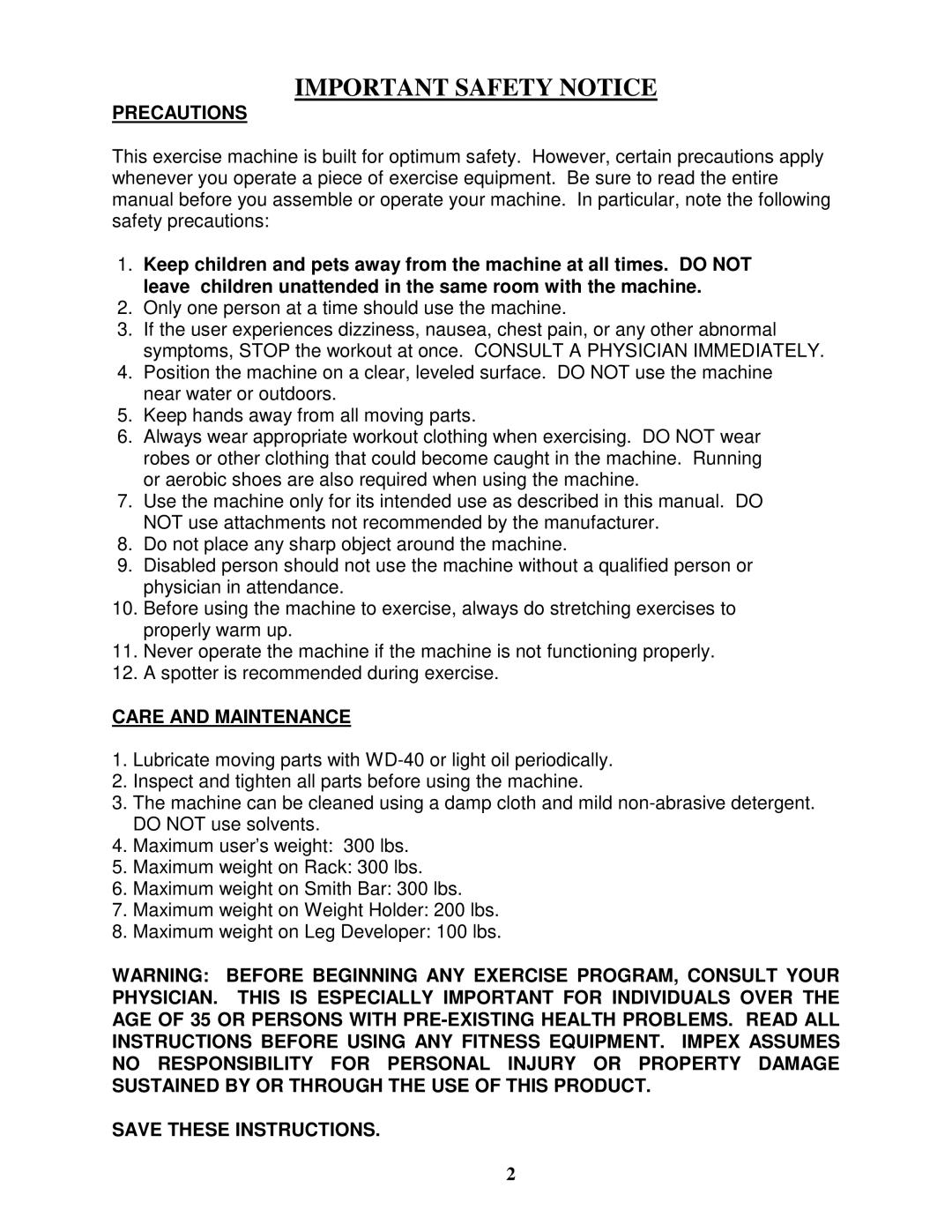 Impex MD-MXM6 manual Important Safety Notice, Precautions 