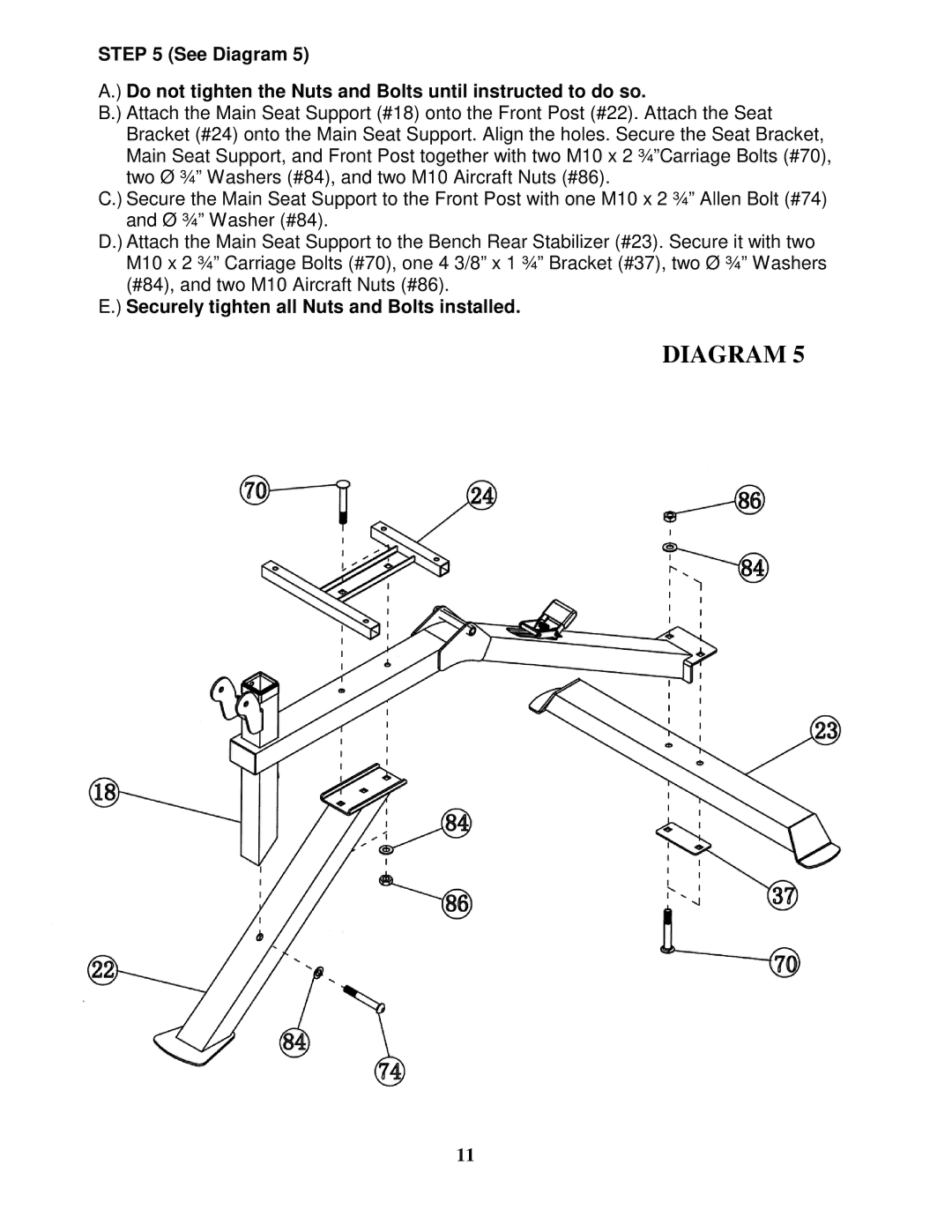 Impex MD-PWR-20 manual Securely tighten all Nuts and Bolts installed 