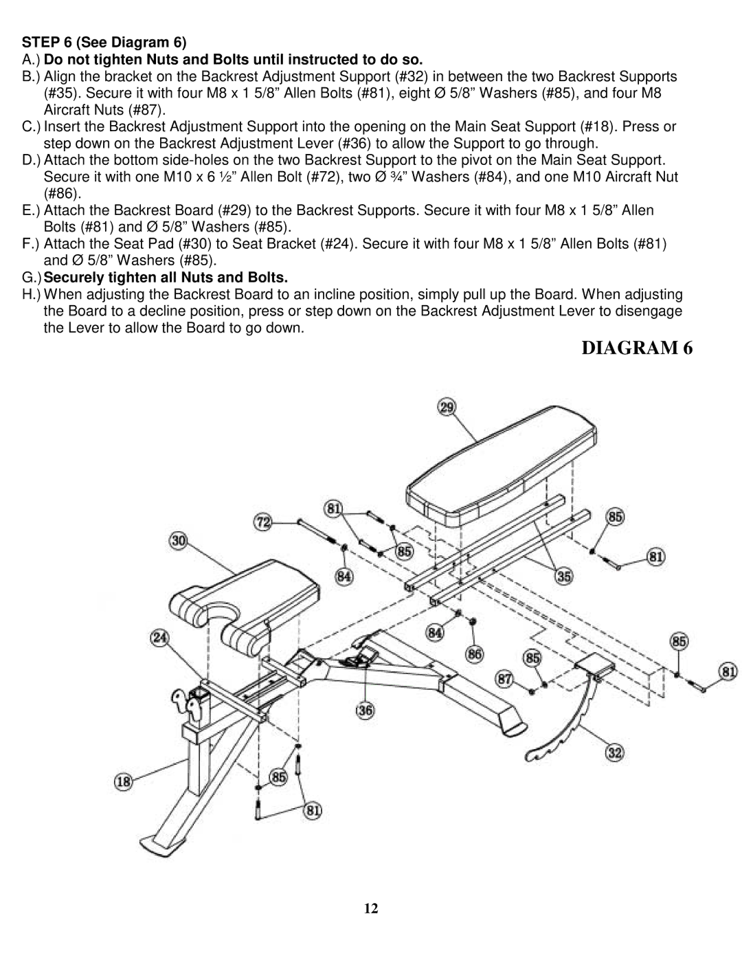 Impex MD-PWR-20 manual Securely tighten all Nuts and Bolts 