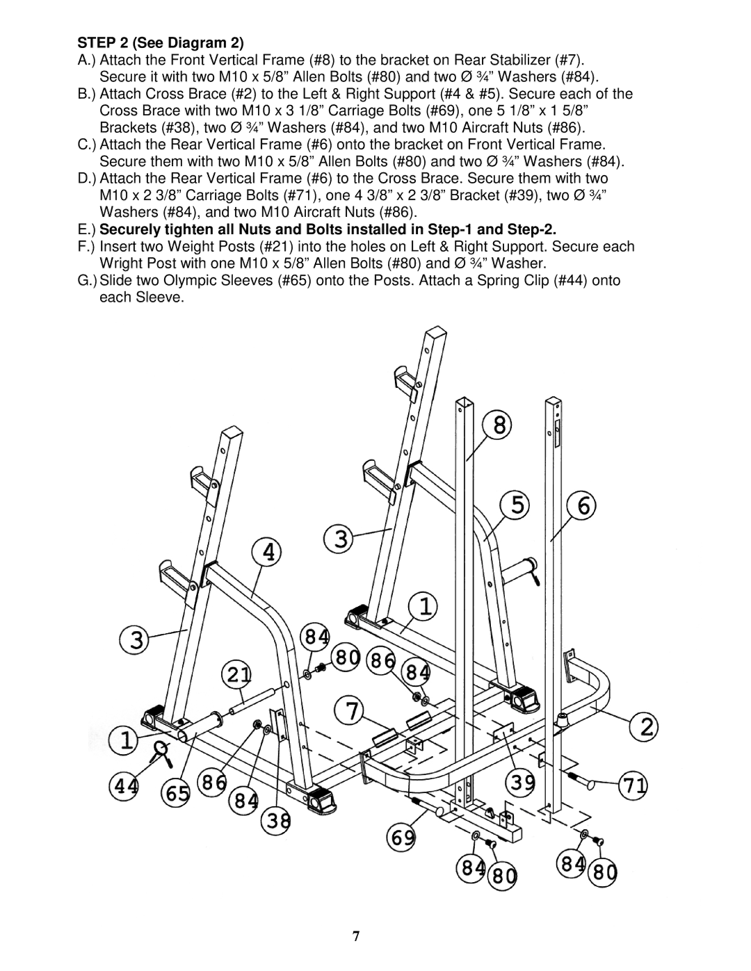 Impex MD-PWR-20 manual Securely tighten all Nuts and Bolts installed 