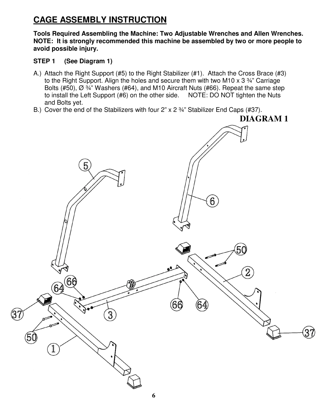 Impex MD PWR-8 manual Cage Assembly Instruction, Diagram 